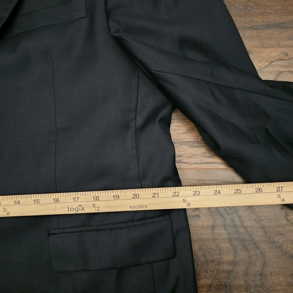 Ralph Lauren Mens 42R Navy Blue Gold 2-Button 100% Wool Blazer Jacket Sport Coat